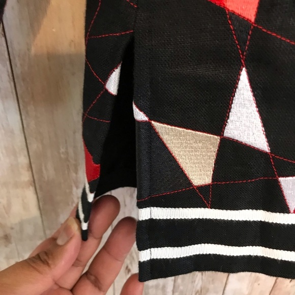 Linda Allard Ellen Tracy Black Embroidered Geometric  Linen Jacket - Picture 7 of 10
